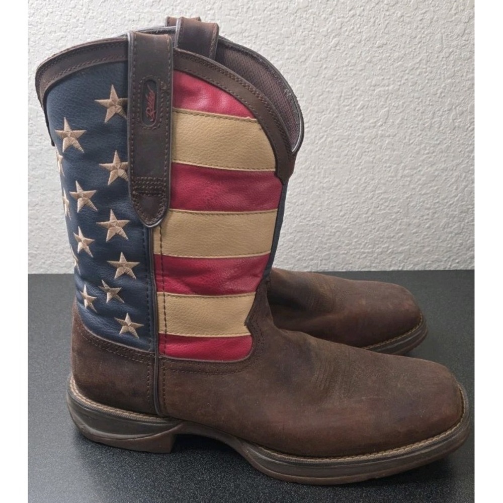 REBEL BY DURANGO PATRIOTIC PULL-ON WESTERN FLAG BOOT Work Soft Toe Men 12EE Wide